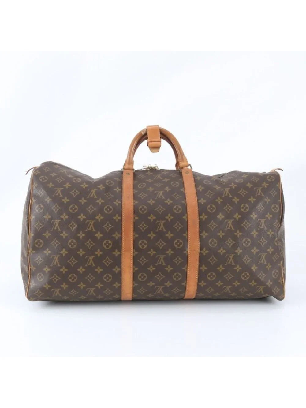 Louis Vuitton Monogram Keepall 60 Leather Boston Bag Tote Carry